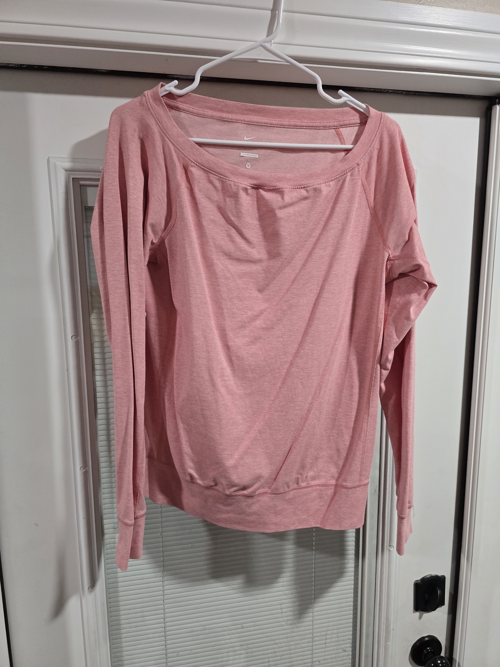 Nike Women's Long Sleeve Scoop Neck Top in Rose Pink